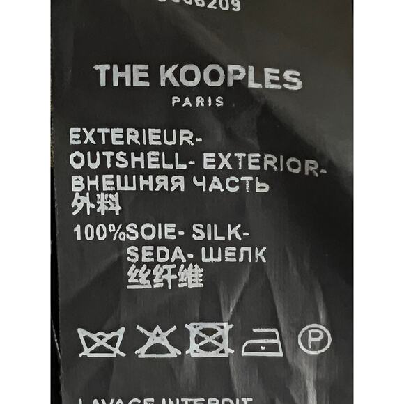 The Kooples Funnel Neck 100% Silk Sheer Smocked Floral Blouse Size Small - Picture 15 of 16